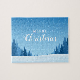 Merry Christmas winter snowy landscape Jigsaw Puzzle