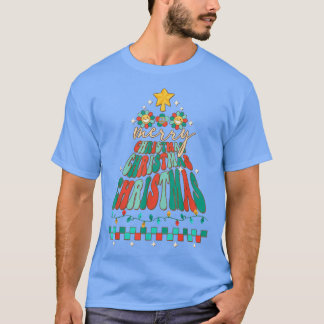 Merry Christmas Winter Vibes Xmas Tree Lights Retr T-Shirt