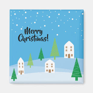 Merry Christmas Winter Village Magnet