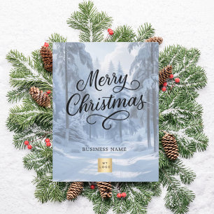 Merry Christmas winter wonderland business logo Holiday Postcard
