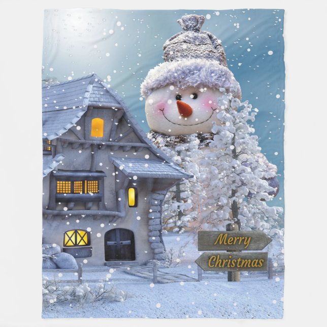 Merry Christmas Winter wonderland Fleece Blanket (Front)
