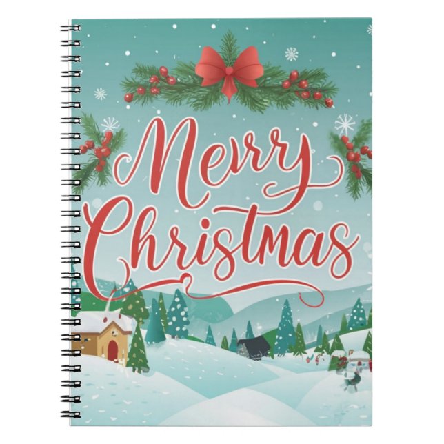 Merry Christmas Winter Wonderland Scene Notebook (Front)