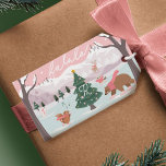 Merry Christmas Winter Wonderland Woodland Animals Gift Tags<br><div class="desc">Celebrate the magical and festive holiday season with our custom holiday gift tag. The design features "Fa la la" with fun pink chic woodland animals skating and enjoying the holiday festivities around a Christmas tree. Customised with your monogram. The reverse side features our fa la la pattern design. All illustrations...</div>