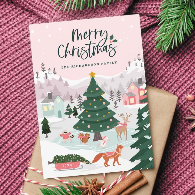 Merry Christmas Winter Wonderland Woodland Animals Holiday Card (Merry Christmas Winter Wonderland Woodland Animals Holiday Card)