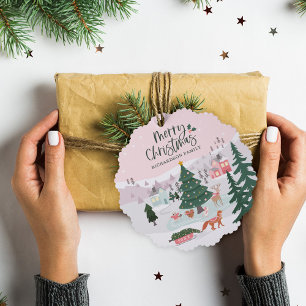 Merry Christmas Winter Wonderland Woodland Animals Tree Decoration Card