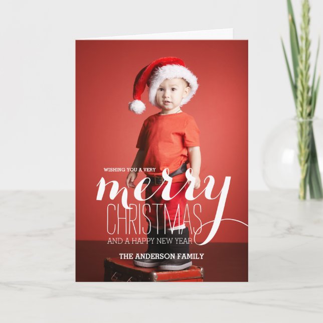 Merry Christmas Wishes Holiday Photo Greeting Card (Front)