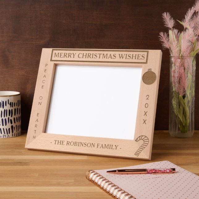 Merry Christmas Wishes Name 10 x 8 Photo Etched Frames (Left)