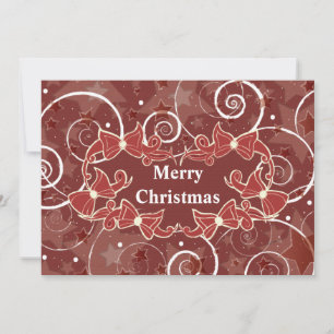 Merry Christmas wishes with bows and stars Holiday Card