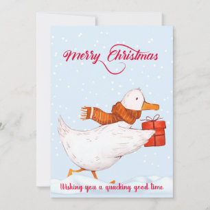 Merry Christmas Wishing You a Quacking Good Time Holiday Card