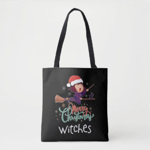 Merry Christmas Witch Tshirt Broom Christmas Eve Tote Bag