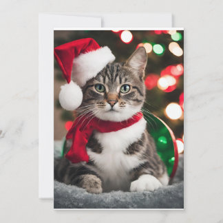 Merry Christmas with a cute kitten Holiday Card