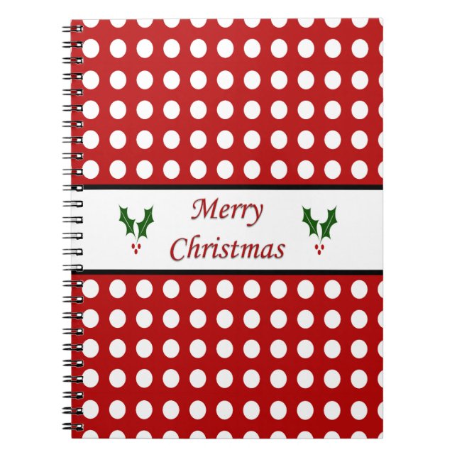 Merry Christmas with a Polka Dot pattern Notebook (Front)