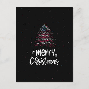 Merry Christmas with American flag Holiday Postcard