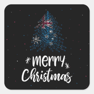 Merry Christmas with Australia flag Square Sticker