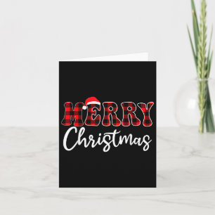 Merry Christmas With Black And Red Plaid Family Card