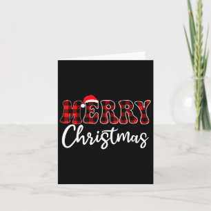 Merry Christmas With Black And Red Plaid Family Me Card