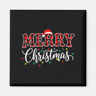 Merry Christmas With Black And Red Plaid Family Me Magnet