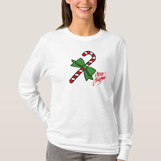 Merry Christmas With Candy Cane T-Shirt (Front)