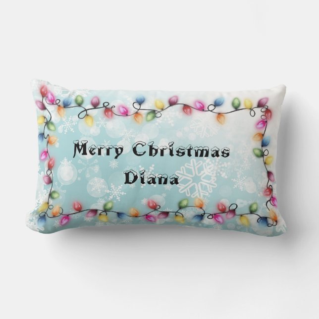 Merry Christmas with Christmas lights Lumbar Cushion (Front)