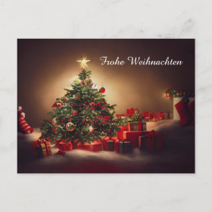 Merry Christmas with Christmas tree and gifts Postcard