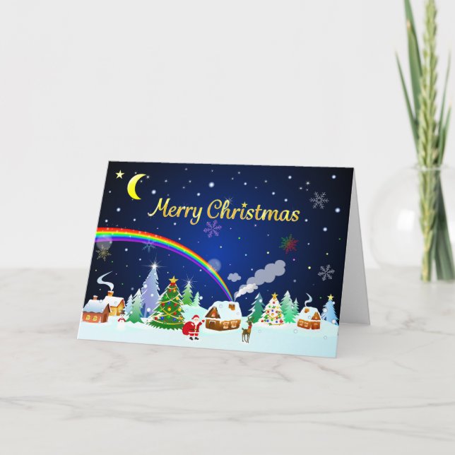Merry Christmas with Crescent Moon Card (Front)