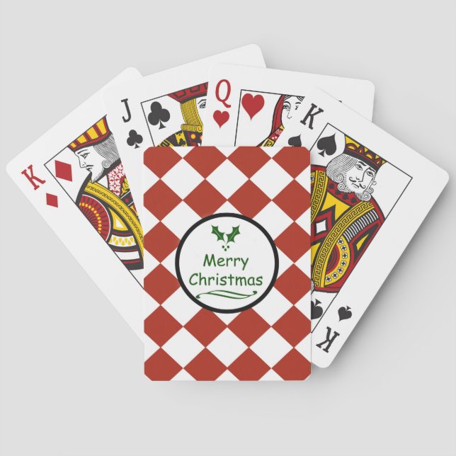 Merry Christmas with diamond pattern Playing Cards (Back)