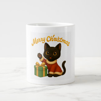 Merry Christmas with Emi the Black Cat Large Coffee Mug
