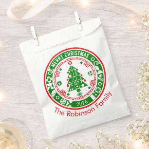 Merry Christmas with family name Favour Bags