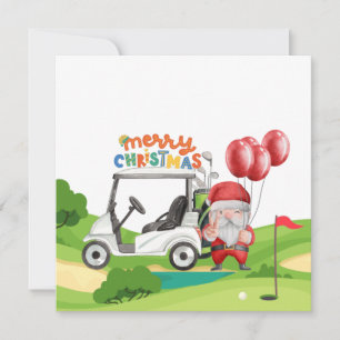 Merry Christmas with golf bag cart for golfer   Holiday Card