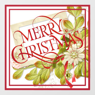 Merry Christmas with Green Florals
