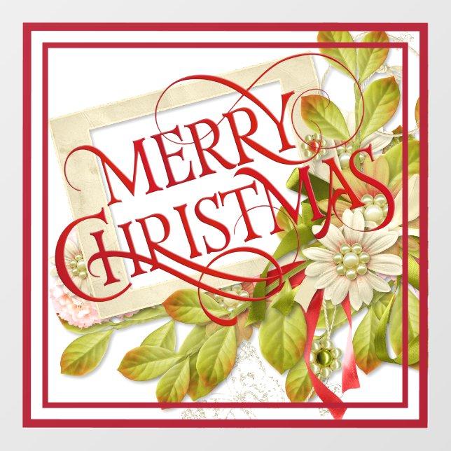 Merry Christmas with Green Florals  (Sheet)