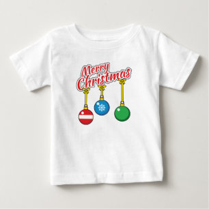 Merry Christmas with Hanging Balls Baby T-Shirt