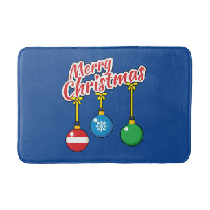 Merry Christmas with Hanging Balls Bath Mat