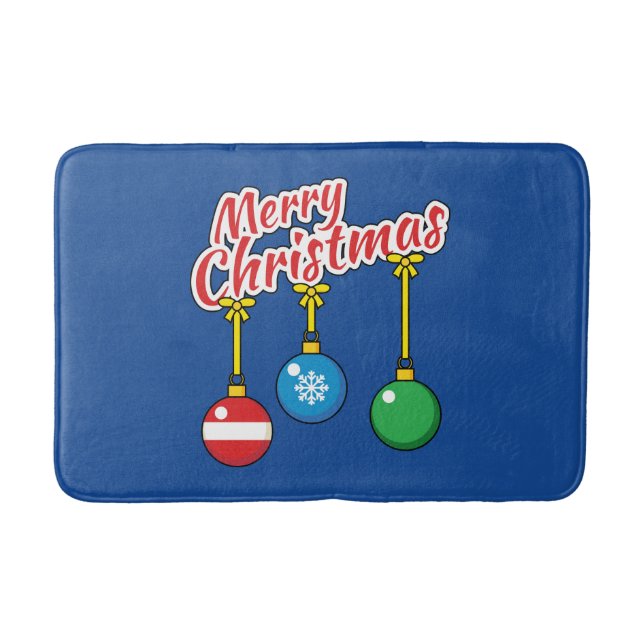 Merry Christmas with Hanging Balls Bath Mat (Front)