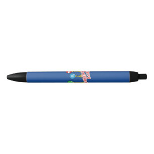 Merry Christmas with Hanging Balls Black Ink Pen
