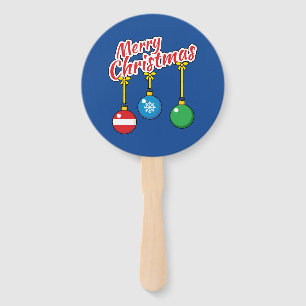 Merry Christmas with Hanging Balls Hand Fan