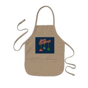 Merry Christmas with Hanging Balls Kids Apron