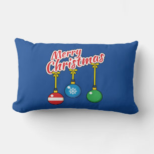 Merry Christmas with Hanging Balls Lumbar Cushion