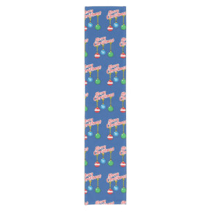 Merry Christmas with Hanging Balls Short Table Runner