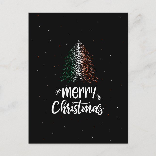 Merry Christmas with Ireland flag Holiday Postcard (Front)