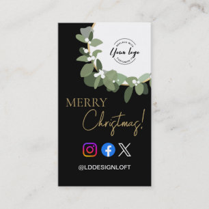 Merry Christmas with logo Special Discount Holiday Business Card