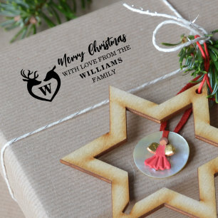 Merry Christmas with love from (custom) Family Rubber Stamp