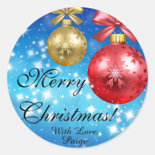 Merry Christmas With Love Personalised Classic Round Sticker