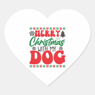 Merry Christmas with my Dog-01 Heart Sticker