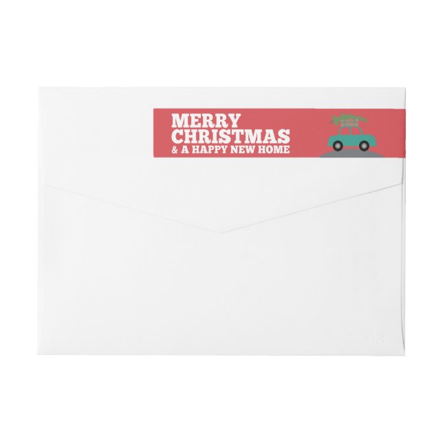 Merry Christmas with New Home Address Moving Wrap Around Label (Back)