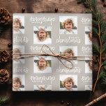 Merry Christmas with One Square Photo taupe Wrapping Paper Sheet<br><div class="desc">Add one picture to this cute holiday illustration - perfect for the kids. A simple and modern photo to make a memorable wrap under your tree.</div>