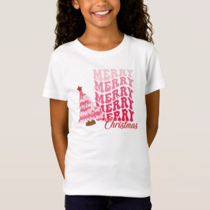 Merry Christmas with Pink Christmas Tree T-Shirt