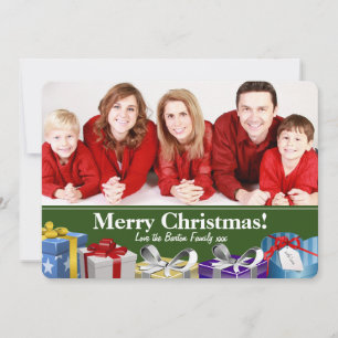 Merry Christmas with Presents Custom Photo Holiday Card