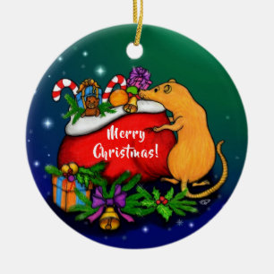 Merry Christmas with Rat Prince Ceramic Tree Decoration
