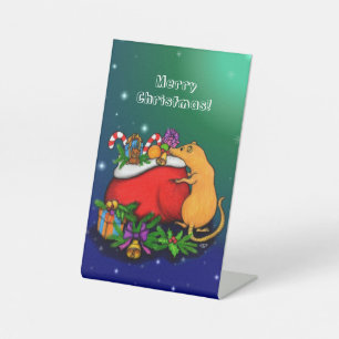 Merry Christmas with Rat Prince Pedestal Sign